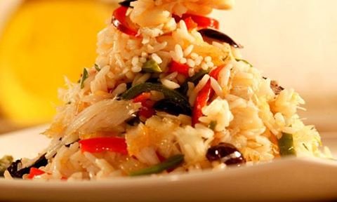 Receita de Arroz com Bacalhau e Pimentão